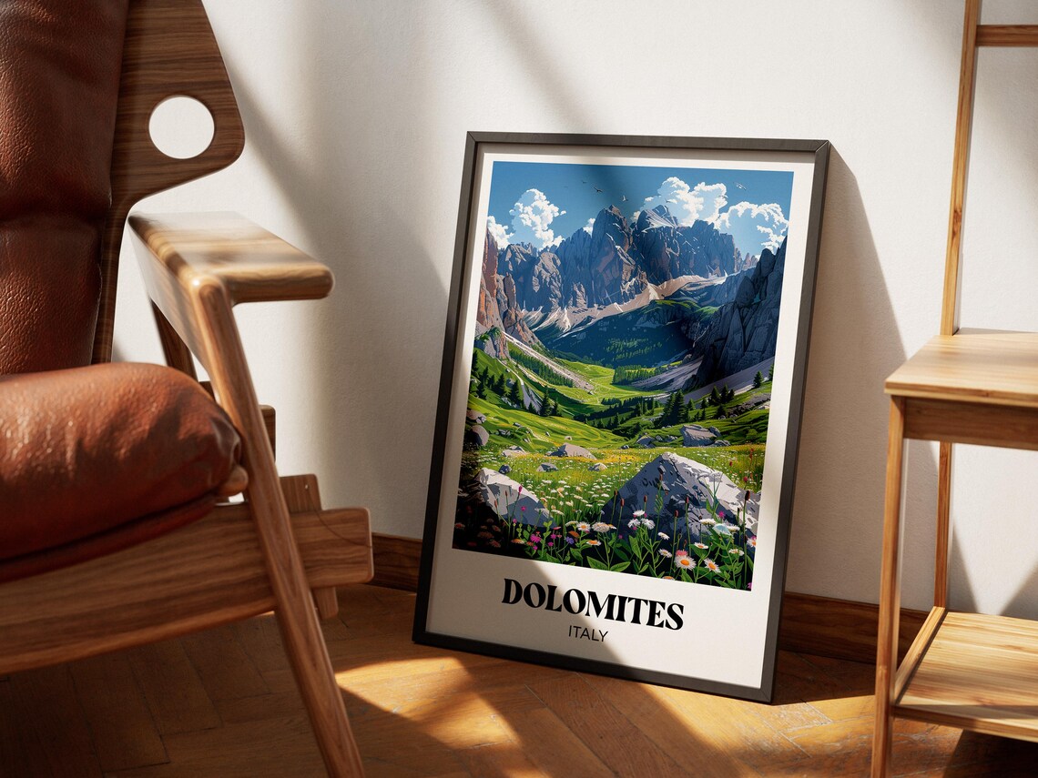 Dolomites Travel Poster, Mountain Landscape Art Print - Image 2