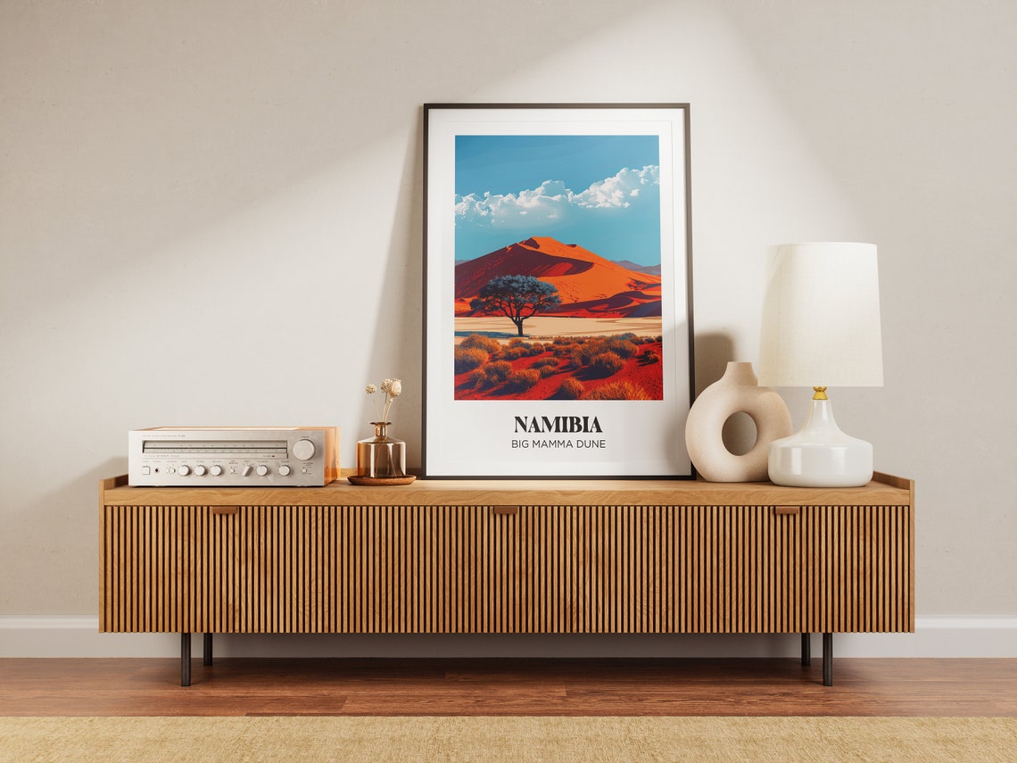 Namibia Big Mamma Dune Red Desert Sands Tree Retro Travel Poster - Image 3