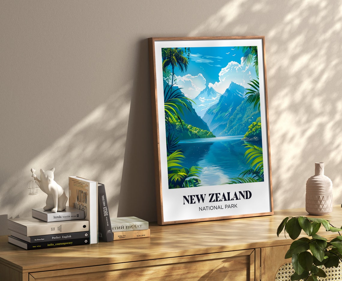 New Zealand Travel Poster Illustration New Zealand Pacific Ocean Travel Poster New Zealand - Image 4