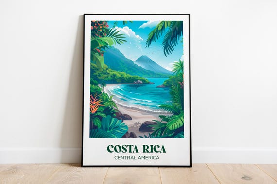 Costa Rica Travel Poster Costa Rica Art Print Costa Rica Painting Illustration Costa Rica Watercolor Home Decor