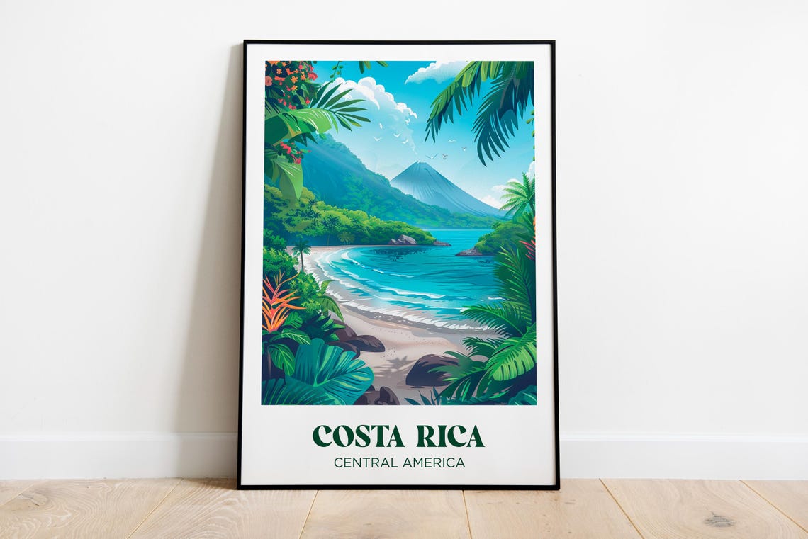 Costa Rica Travel Poster Costa Rica Art Print Costa Rica Painting Illustration Costa Rica Watercolor Home Decor