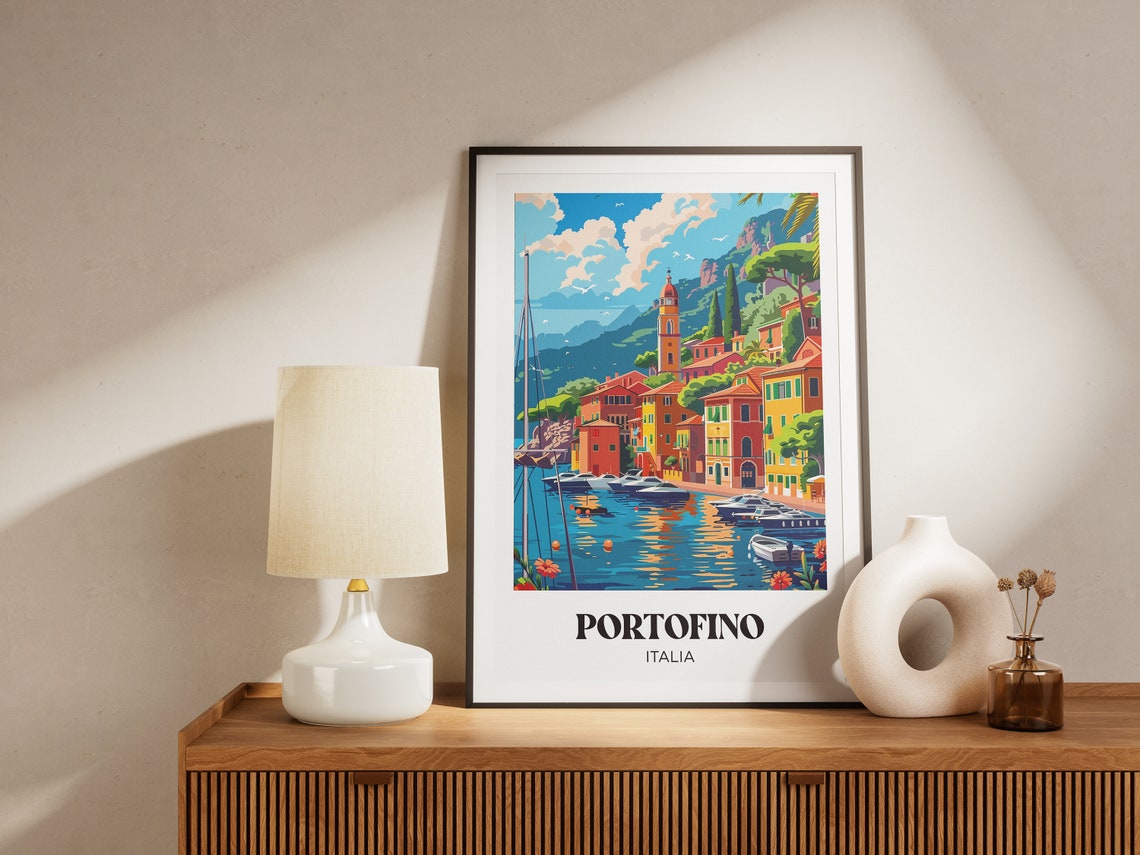 Portofino Travel Poster Portofino Illustration Portofino Travel Poster Portofino Italy Wall Decoration Italy Gift - Image 3