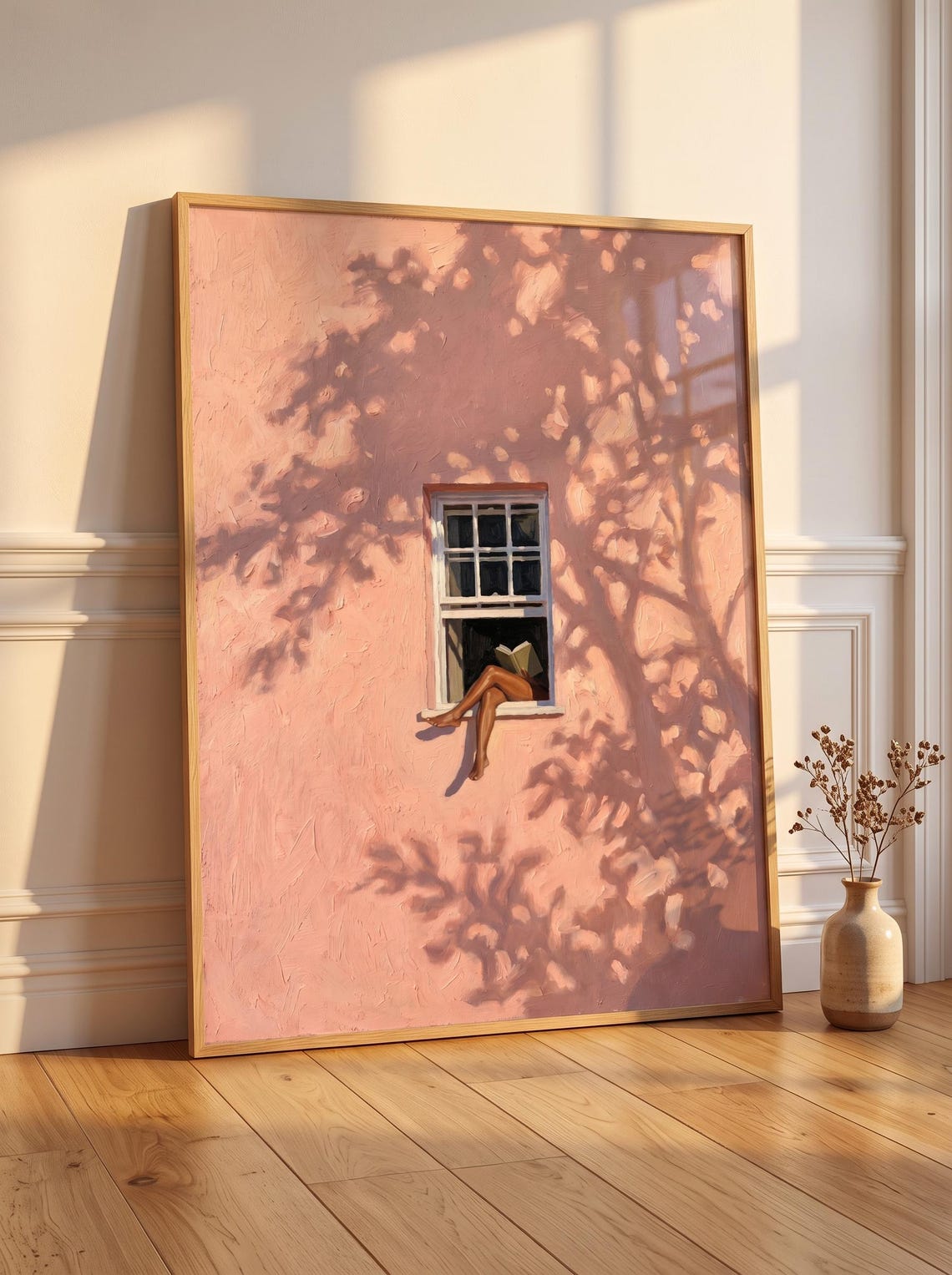 Blush Window Wall Art Pink Print Reading Black Girl Feminine Abstract Decor - Image 5
