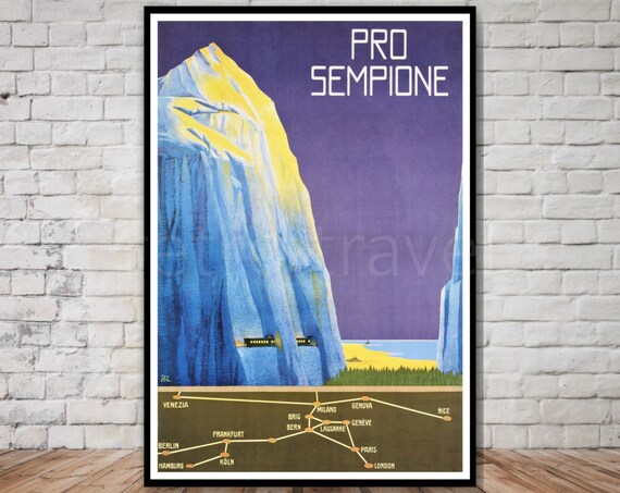 Pro Sempione Simplon Railway Tunnel Poster Instant Swiss Alps Railroad Poster Mountain Railway Switzerland Wall Art