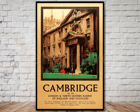 Cambridge Travel Poster Instant Cambridge England Travel Poster Retro Travel Print Vintage Cambridge Poster