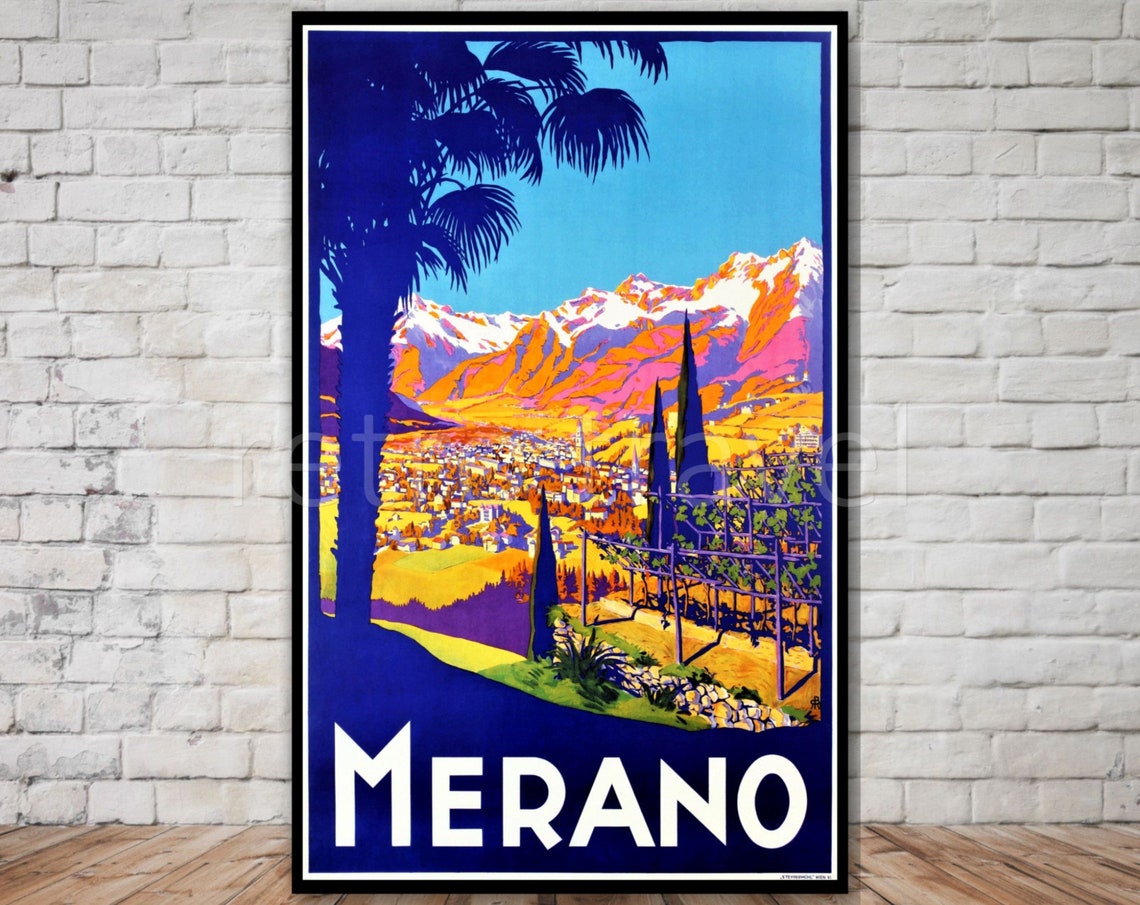 Merano Italy Travel Poster Instant Vintage Italy Travel Poster Retro Travel Print Vintage Italian Wall Art