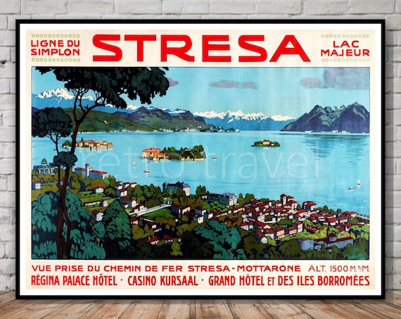 Stresa Italy Vintage Travel Poster, Lake Maggiore