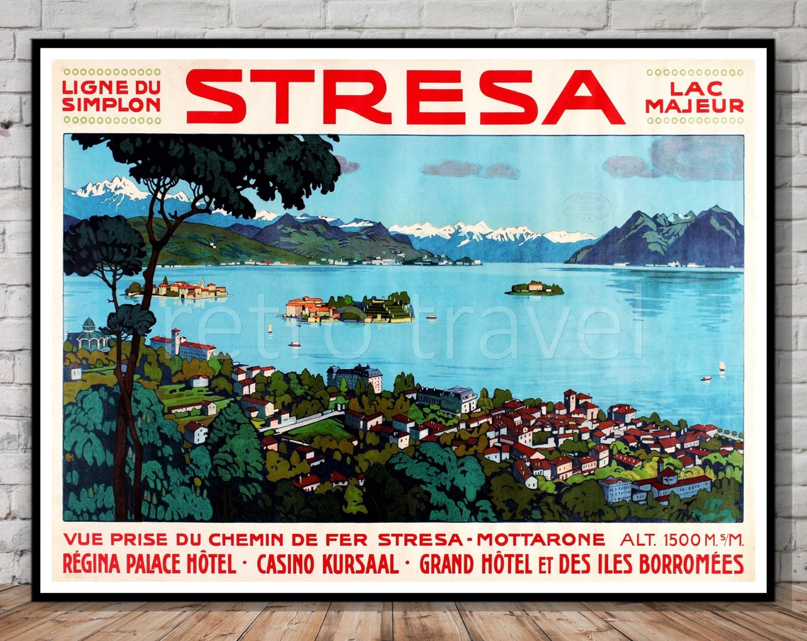 Stresa Italy Vintage Travel Poster, Lake Maggiore