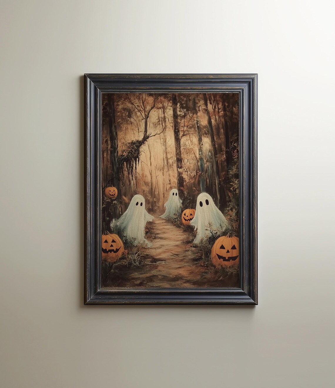 Moody Ghosts in a Forest, Vintage Autumn Print