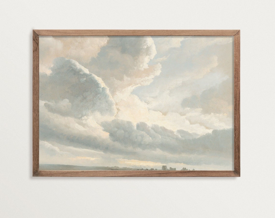 French Countryside Cloud Painting, Antique Style Print
