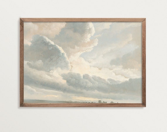 French Countryside Cloud Painting, Antique Style Print