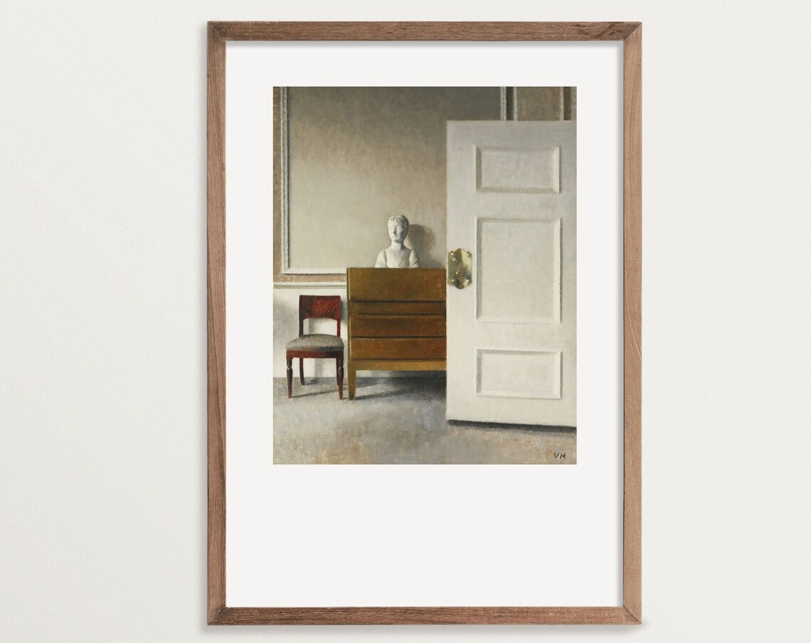 Vilhelm Hammershoi Moody Wall Art Print, Light Academia