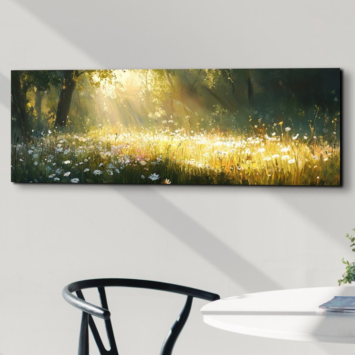 Serene Wild Flower Landscape, Tranquil Landscape Art