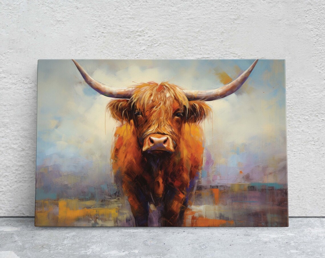 Highland Cow Rustic Farmhouse Animal Art Print