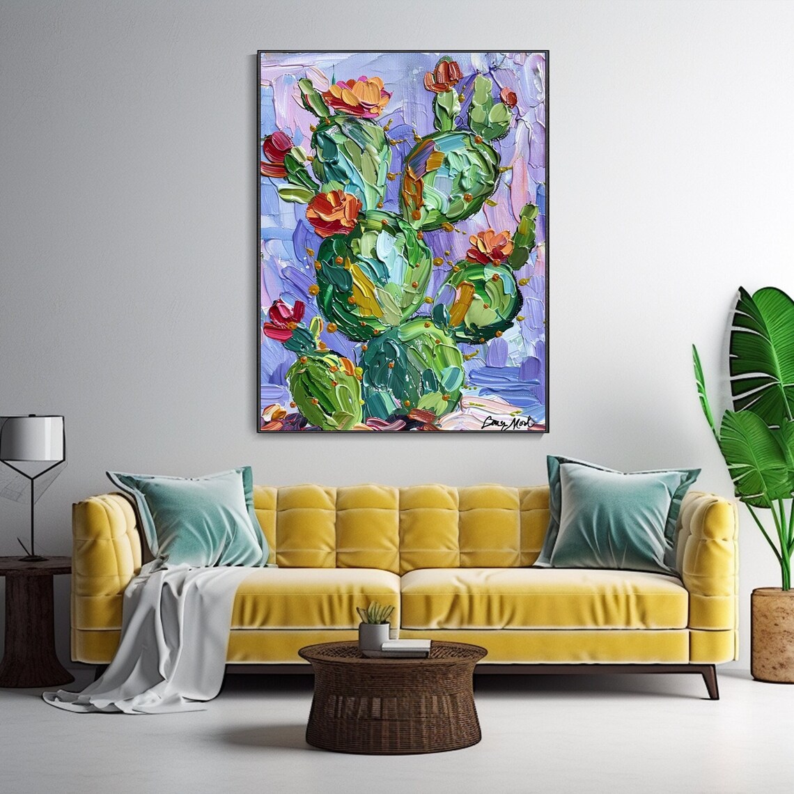 Cactus Oil Painting, Modern Botanical Wall Art Print