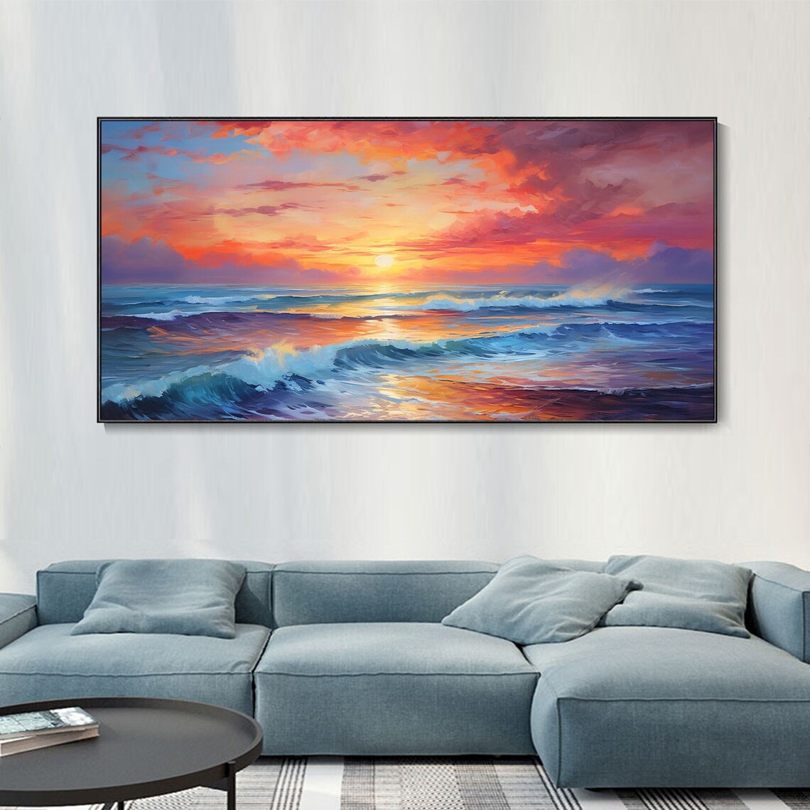 Custom Seascape Sunrise Oil Painting Art Print