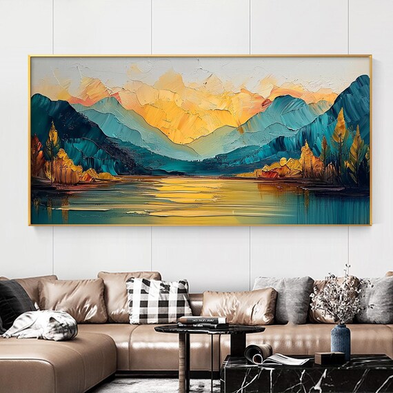 Abstract Colorful Forest Oil Painting On Original Scenery Painting Large Textured Mountain Art Custom Sofa Background Wall Decor