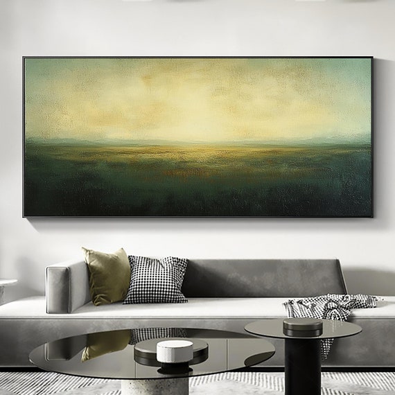 Abstract Sunset Seascape Oil Painting On Large Original Gold Foil Wall Decor Minimalist Wall Art Modern Living Room Wall Decor