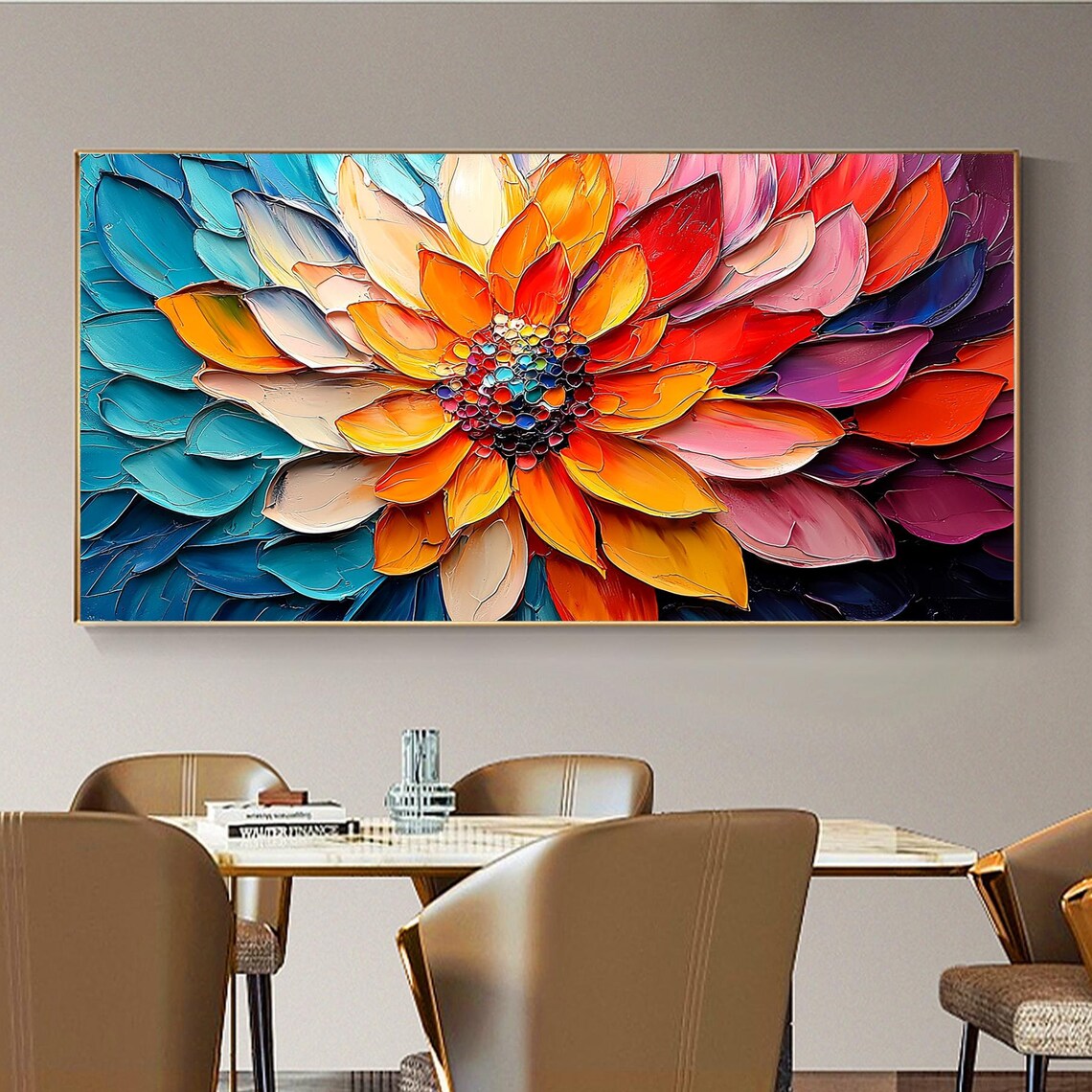 Custom 3D Blooming Flower Oil Painting Wall Art