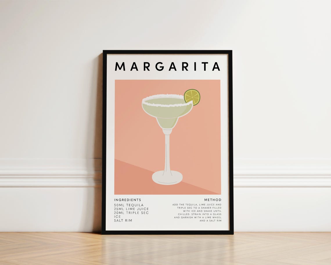 Margarita Cocktail Poster, Kitchen Wall Art