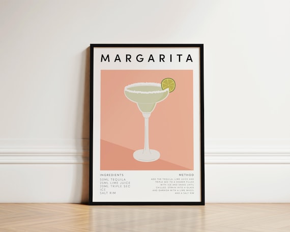 Margarita Cocktail Poster, Kitchen Wall Art