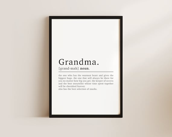 Grandma Definition Christmas Art Print for Grandma