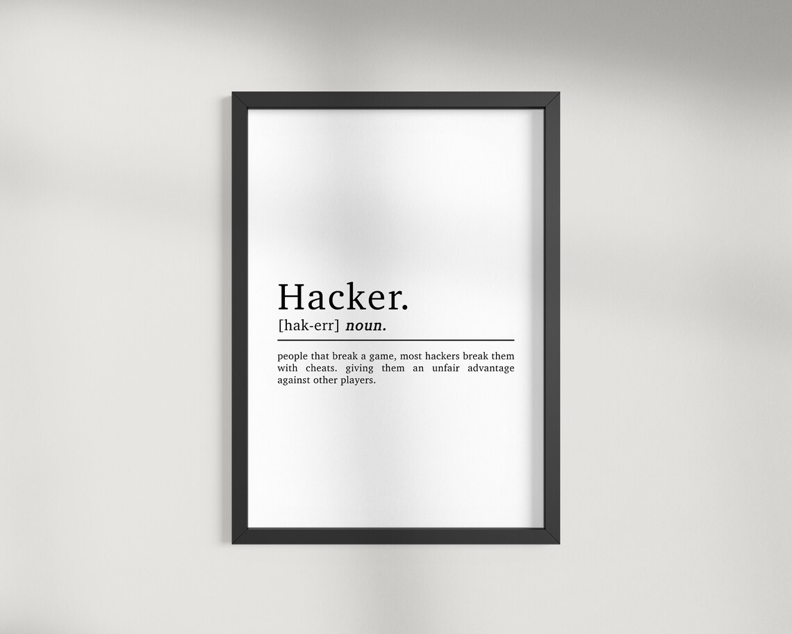 Hacker Definition Gaming Art Print, Game Room Decor
