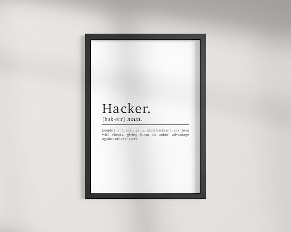 Hacker Definition Gaming Art Print, Game Room Decor