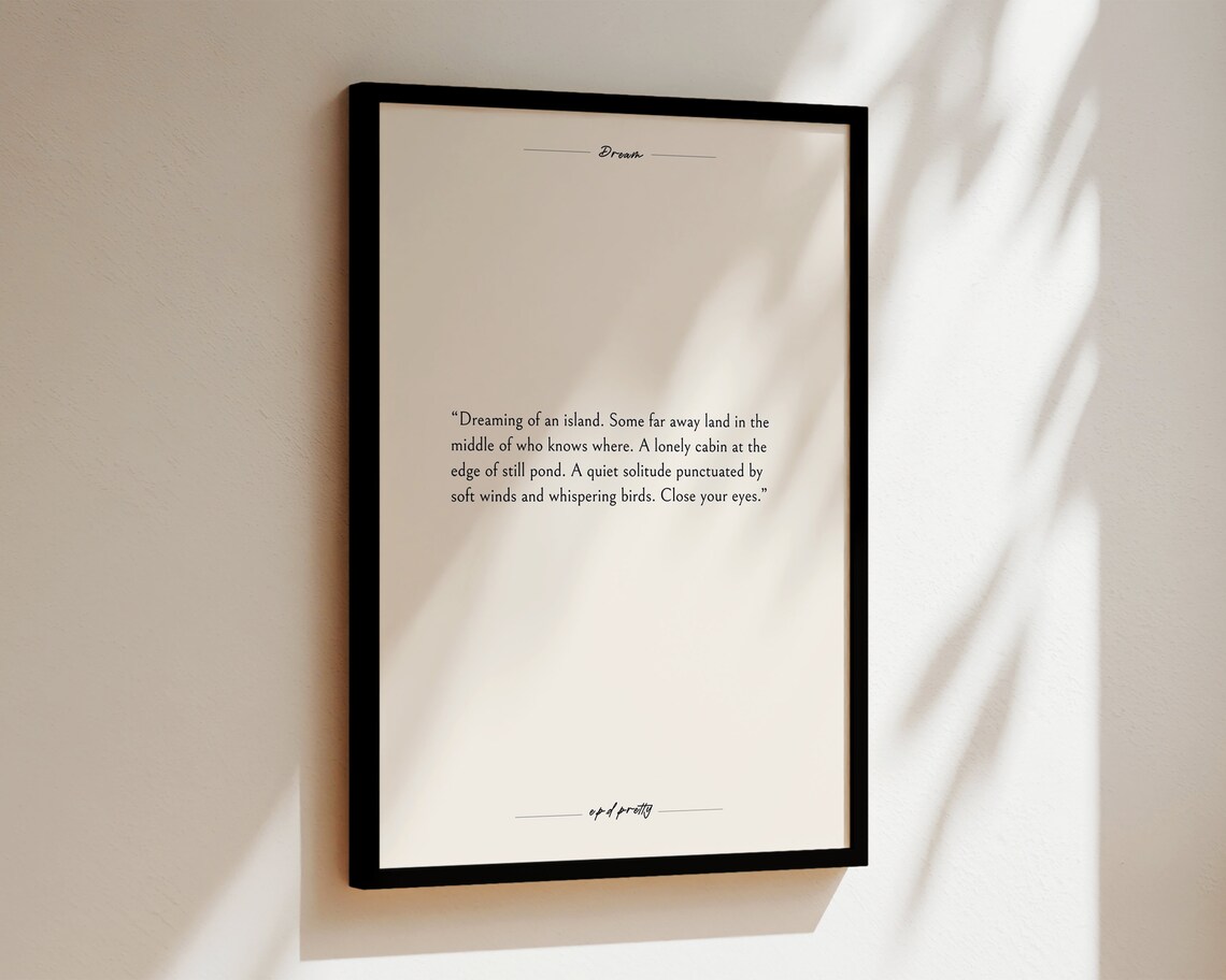 Dream of an Island Quiet Cabin Solitude Quote Minimalist Wall Art - Image 3