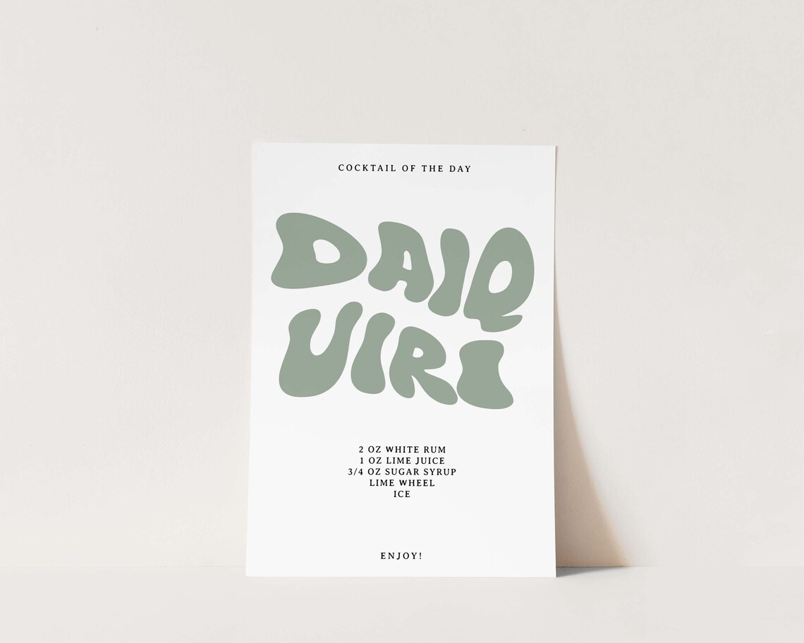 Daiquiri Cocktail of the Day Bubble Letters Drink Recipe Poster - Image 3