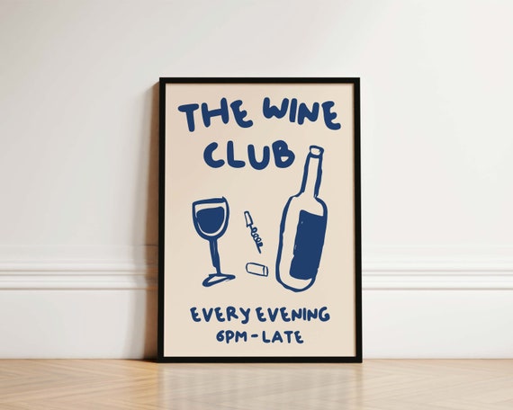 Wine Club Kitchen Quote, Art Print
