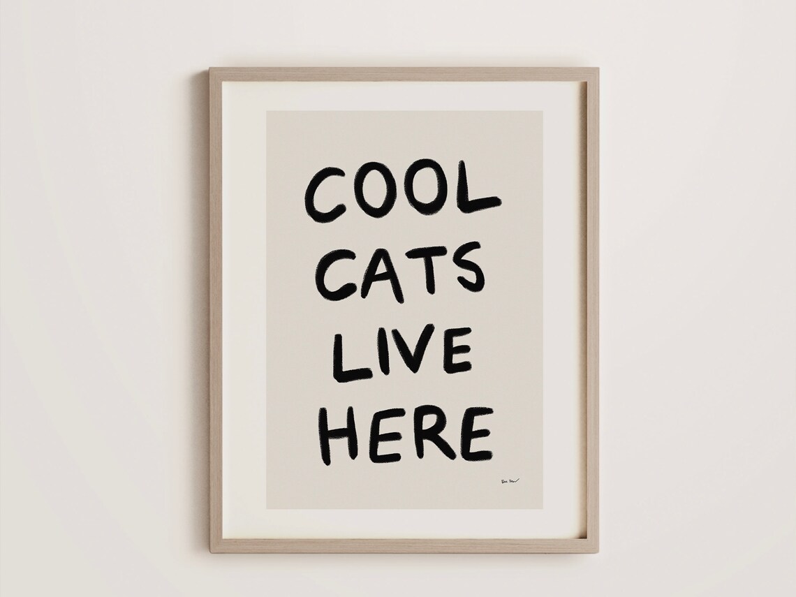 Cool Cats Live Here Funny Cat Lover Quote Minimalist Wall Poster - Image 2