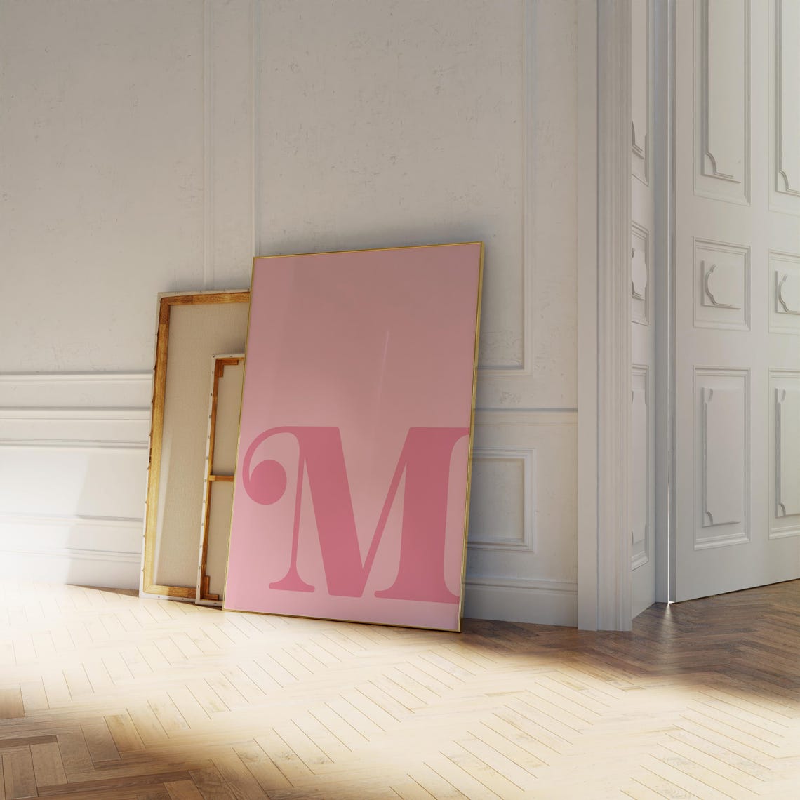 Letter M Pink Alphabet Initial Monogram Nursery Dorm Wall Poster - Image 2