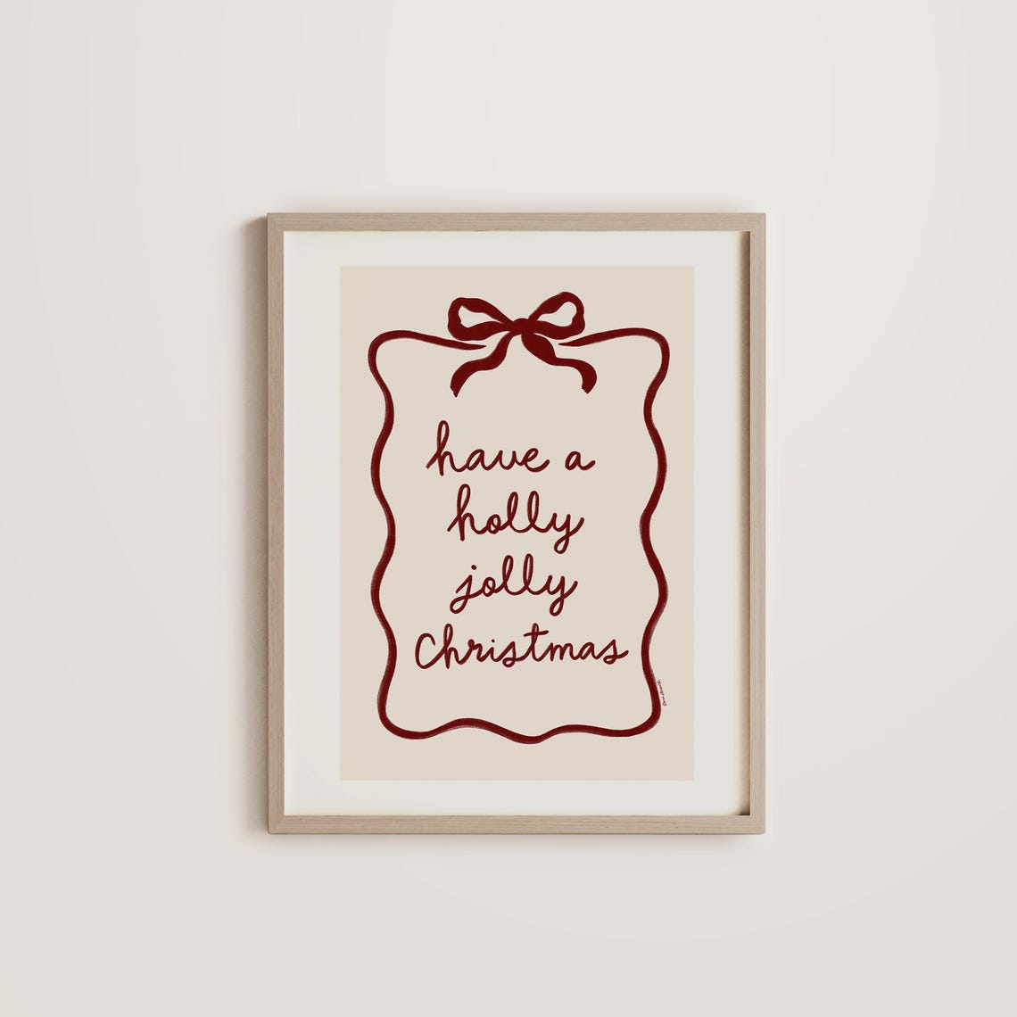 Have a Holly Jolly Christmas Red Script Bow Ribbon Art Poster - Image 4