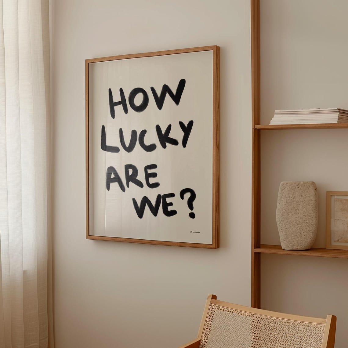 How Lucky Are We Brush Lettered Gratitude Quote Minimalist Poster - Image 4