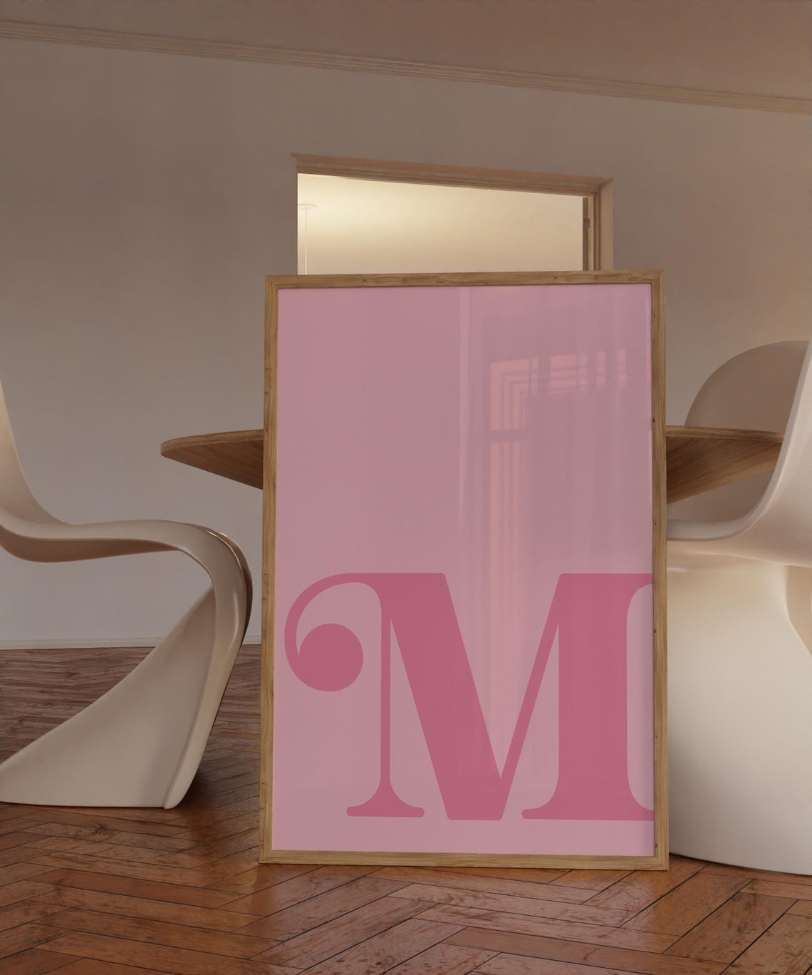 Letter M Pink Alphabet Initial Monogram Nursery Dorm Wall Poster - Image 3