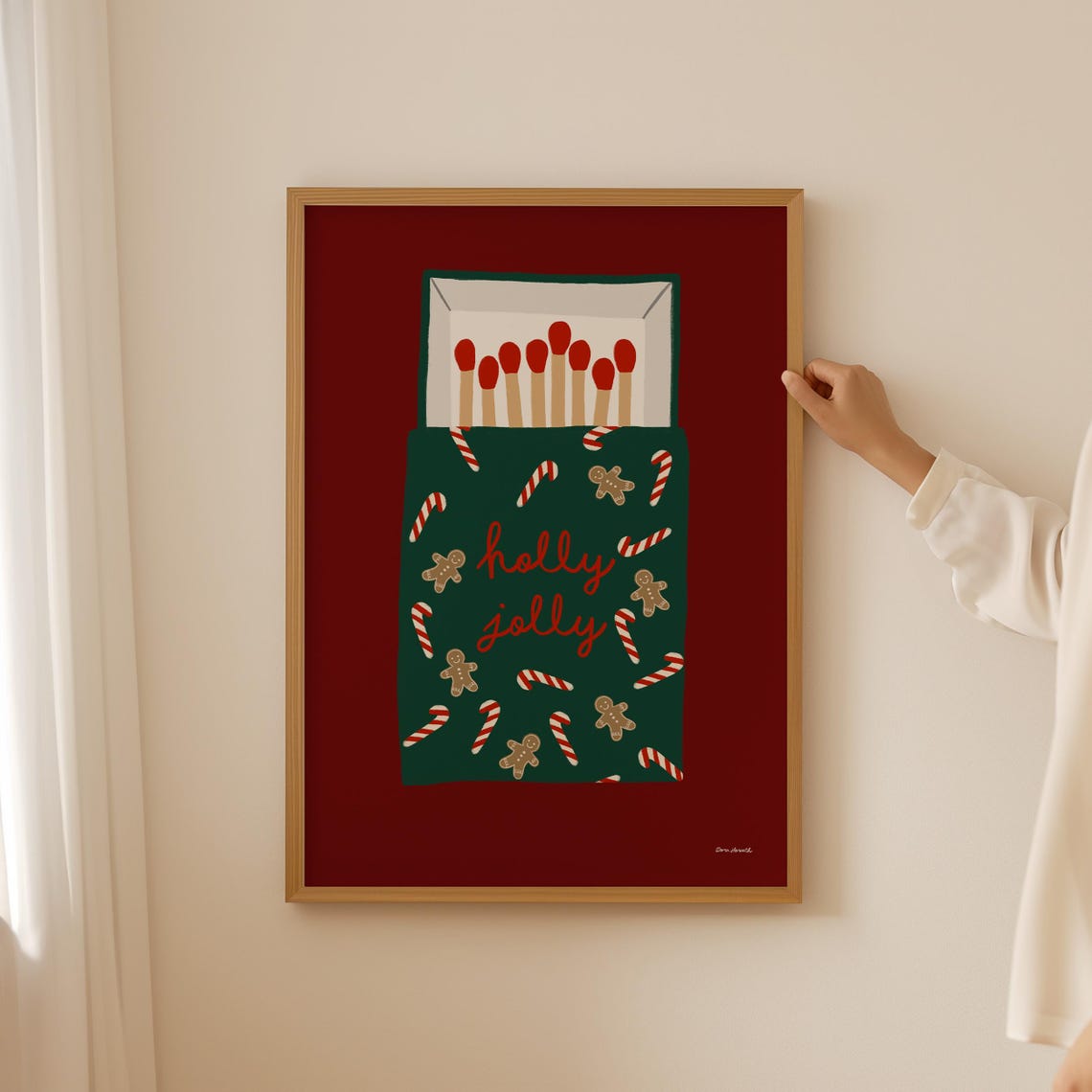 Holly Jolly Matchbox Christmas Gingerbread Candy Cane Art Poster