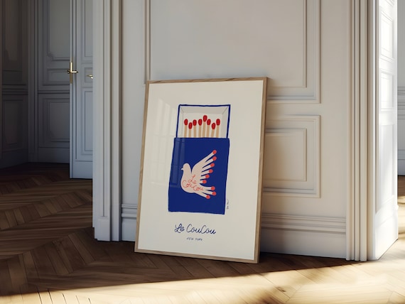 Le Coucou New York Dove Blue Matchbox French Bar Cart Poster