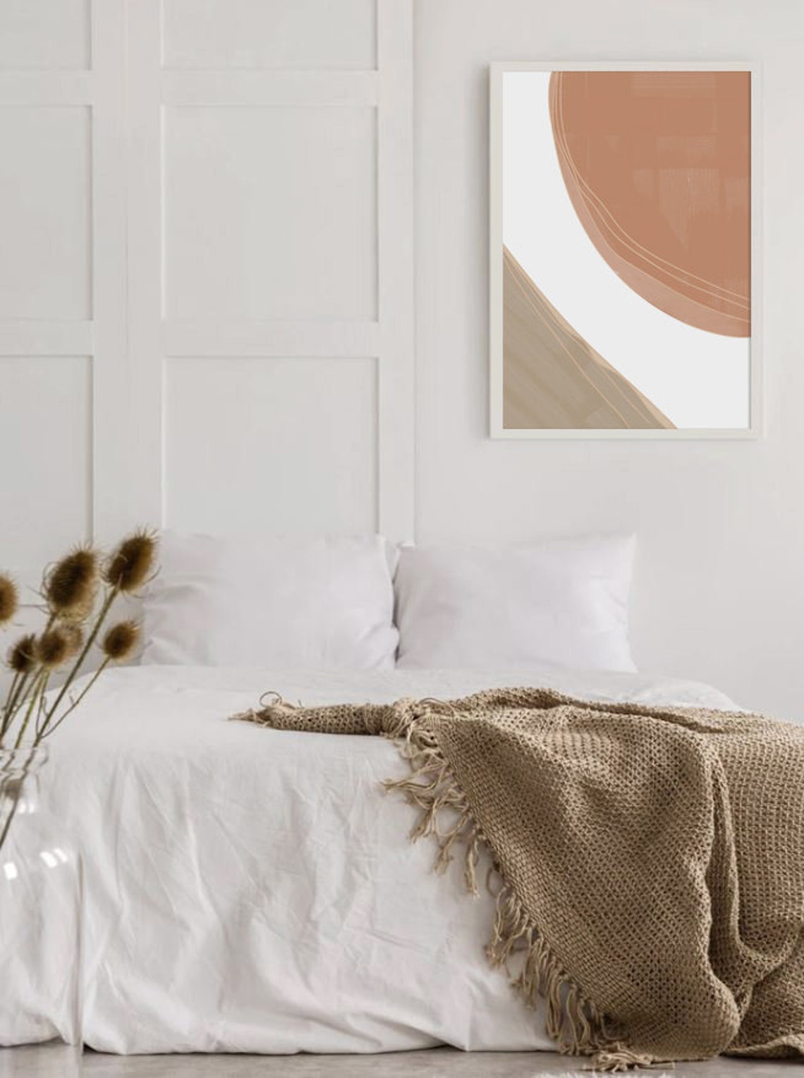 Terracotta Curve Abstract Art Beige Minimalist Modern Wall Poster - Image 2