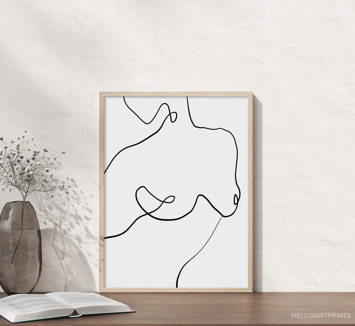 Black Continuous Line Squiggle Abstract Minimalist Art Poster - Image 2