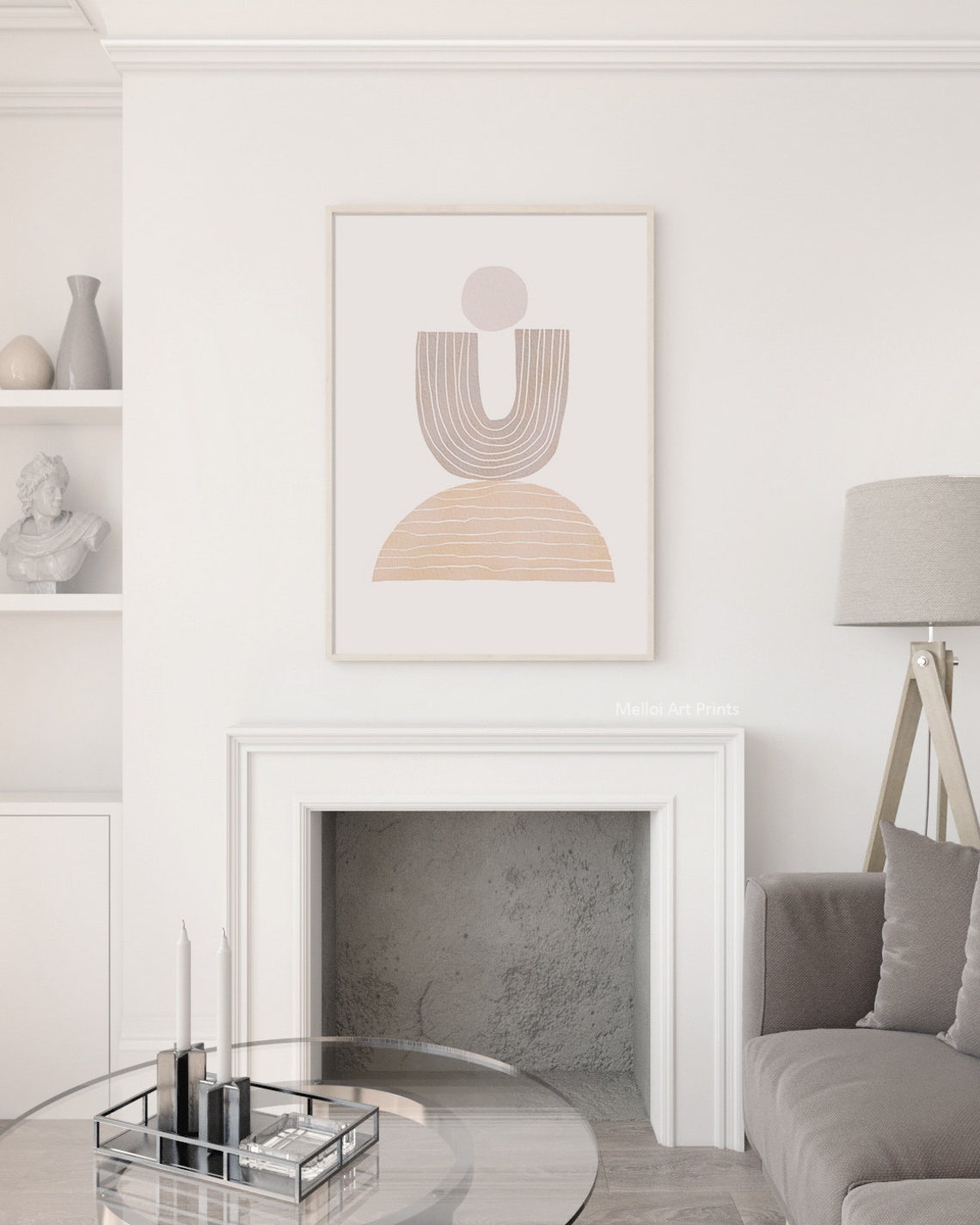 Boho Sun Arch Geometric Mid Century Modern Neutral Abstract Poster - Image 3