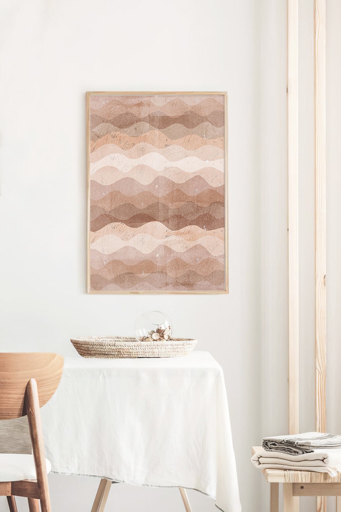 Terracotta Wave Stripes Abstract Blush Boho Modern Art Poster - Image 3