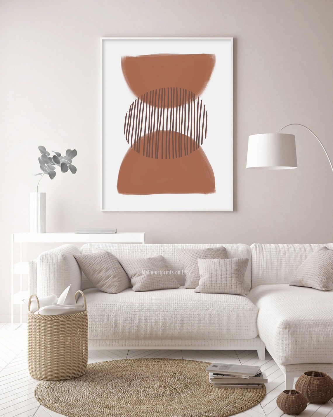 Terracotta Geometric Half Moon Boho Abstract Minimalist Wall Poster - Image 2