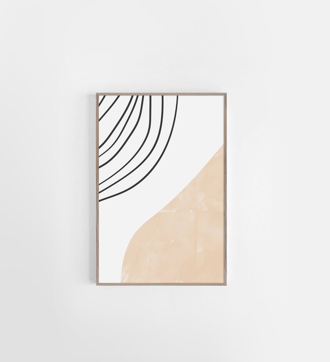 Black Curving Lines Over Beige Arch Minimalist Modern Abstract Poster - Image 2
