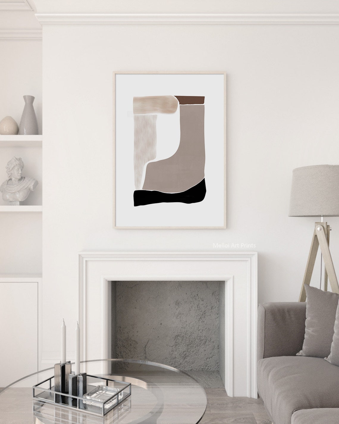Brown Tan Black Geometric Mid Century Modern Abstract Wall Art - Image 3