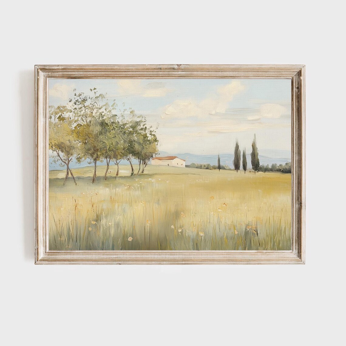 Tuscan Countryside Villa Golden Wheat Field Cypress Trees Poster