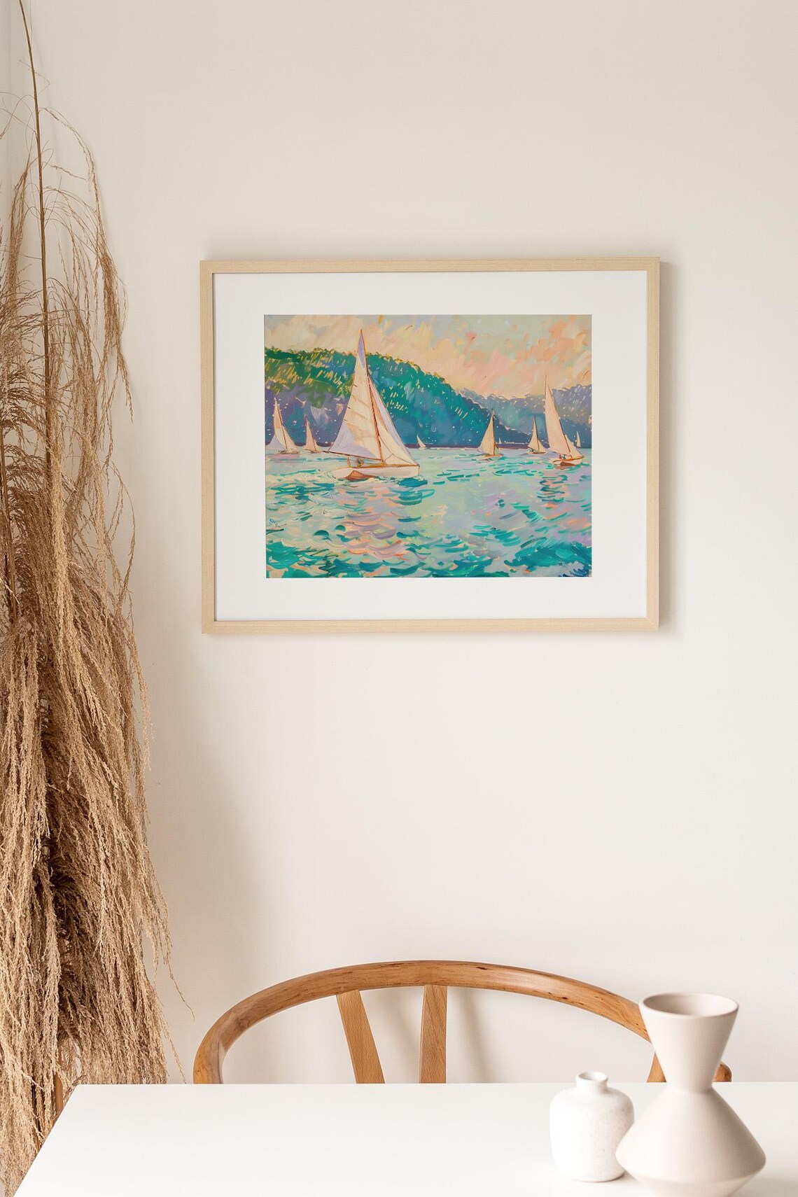 Impressionist Sailboat Regatta Oil Painting Sunset Coastal Art Poster - Image 2