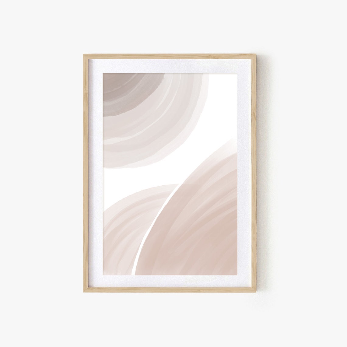 Beige Gray Soft Brushstroke Curves Neutral Abstract Minimalist Poster
