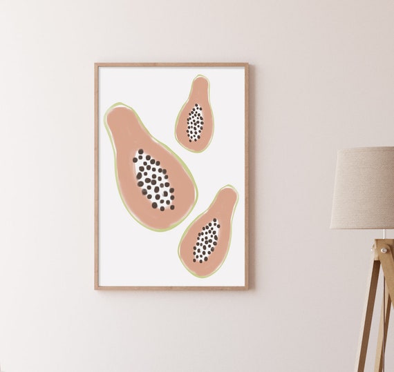 Papaya Print Fruit Wall Art Kitchen Wall Art Instant Boho Decor Abstract Art Print Print Abstract Art Print