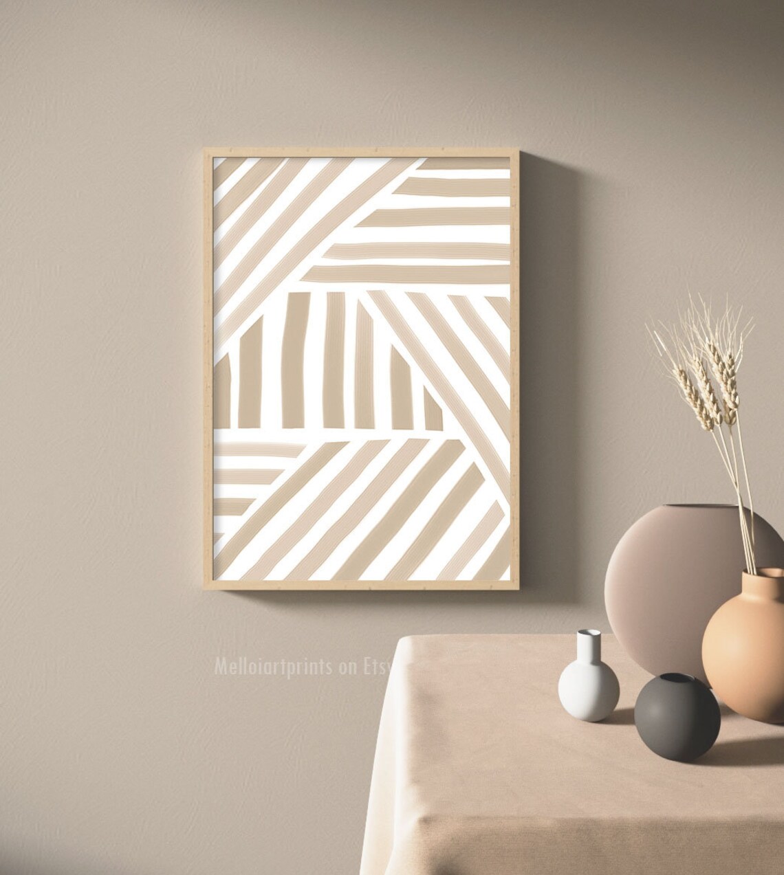 Neutral Geometric Watercolor Abstract Art Print - Image 2